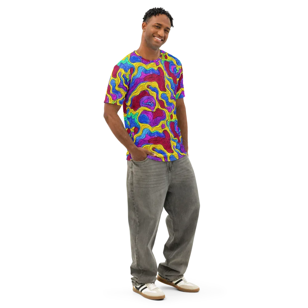 Neon Oceanic on Men's Cotton Crew Neck T-Shirt — Right Front