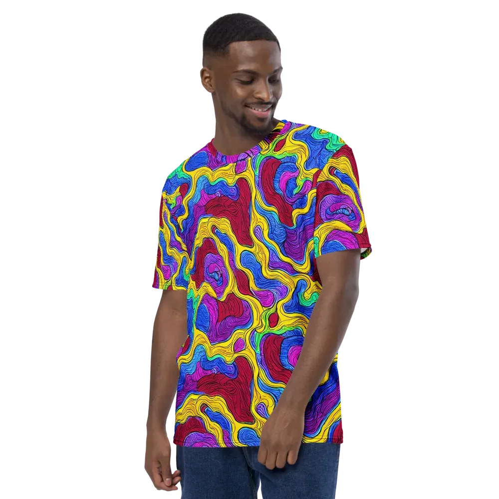 Neon Oceanic on Men's Crew Neck T-Shirt — Left