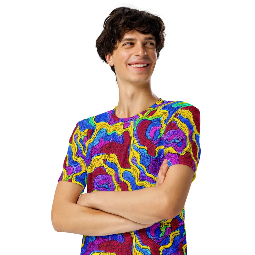 Neon Oceanic on Men's Crew Neck T-Shirt — Left Front