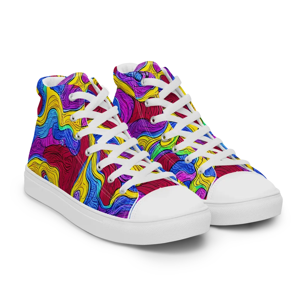Neon Oceanic on Men's High Top Canvas Shoes — Right Front