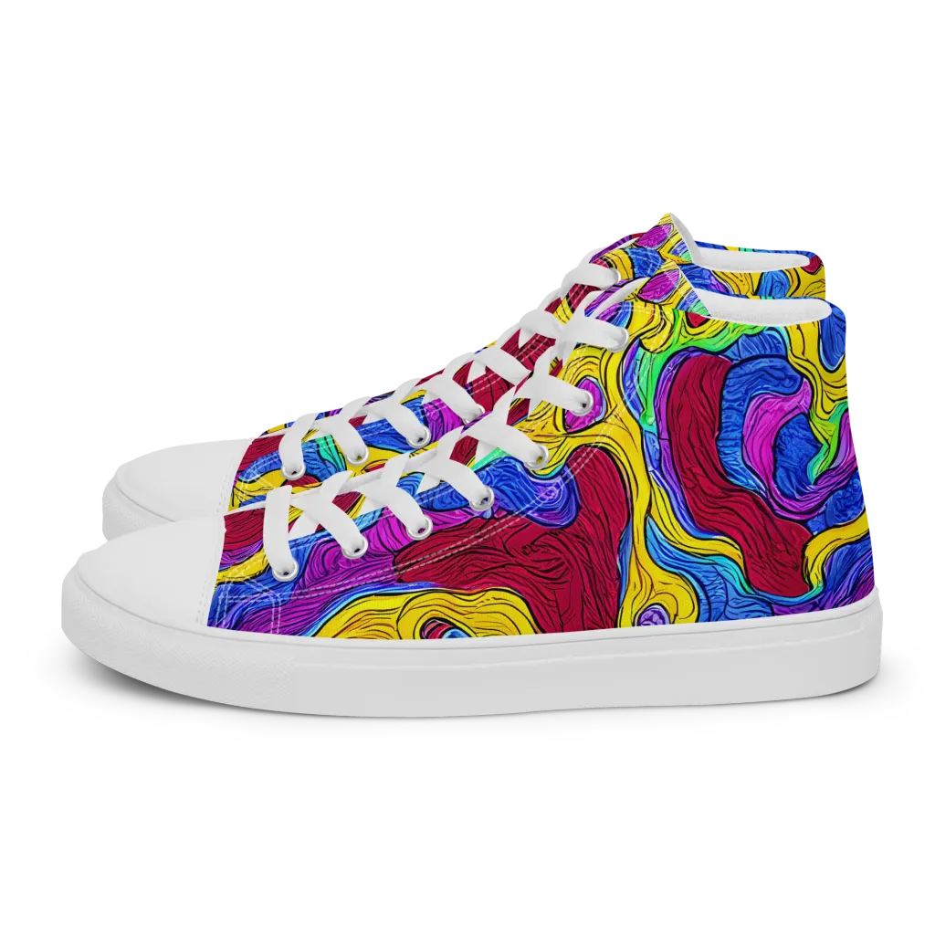 Neon Oceanic on Men's High Top Canvas Shoes — Left