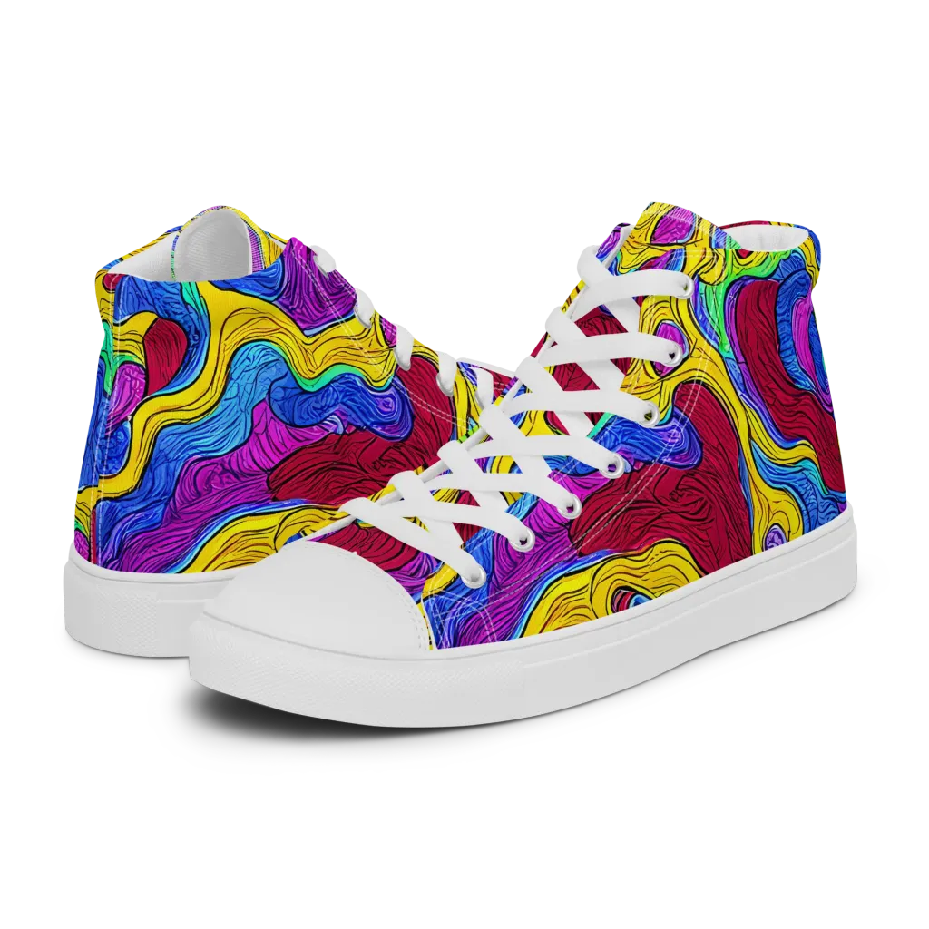 Neon Oceanic on Men's High Top Canvas Shoes — Left