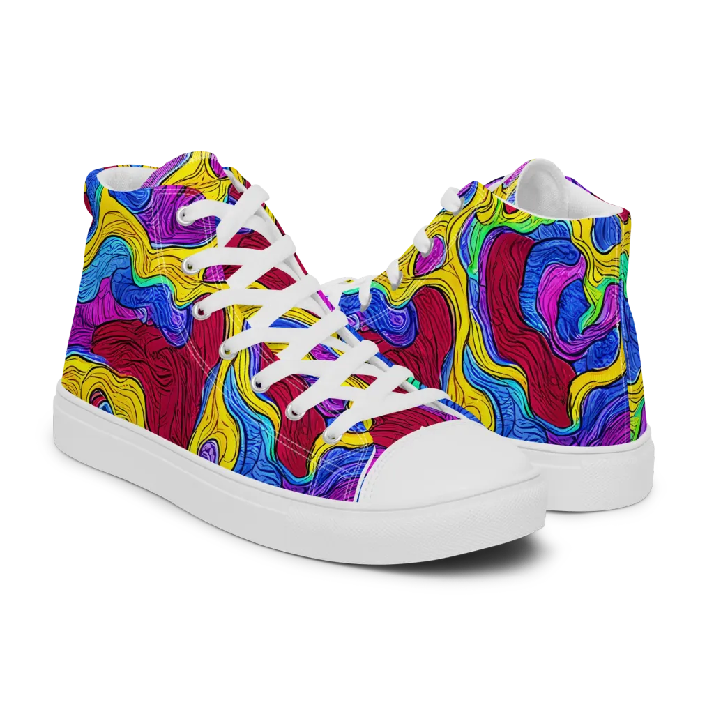 Neon Oceanic on Men's High Top Canvas Shoes — Right