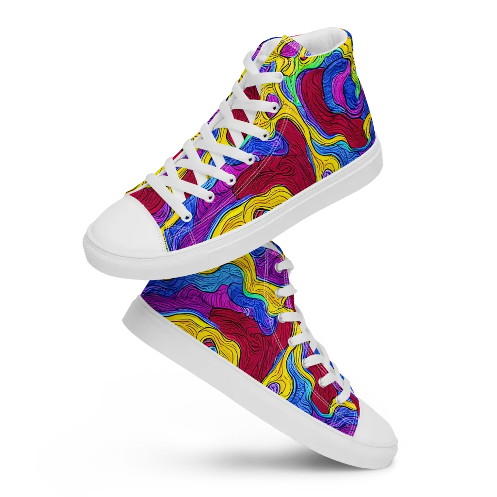 Neon Oceanic on Men's High Top Canvas Shoes — Front