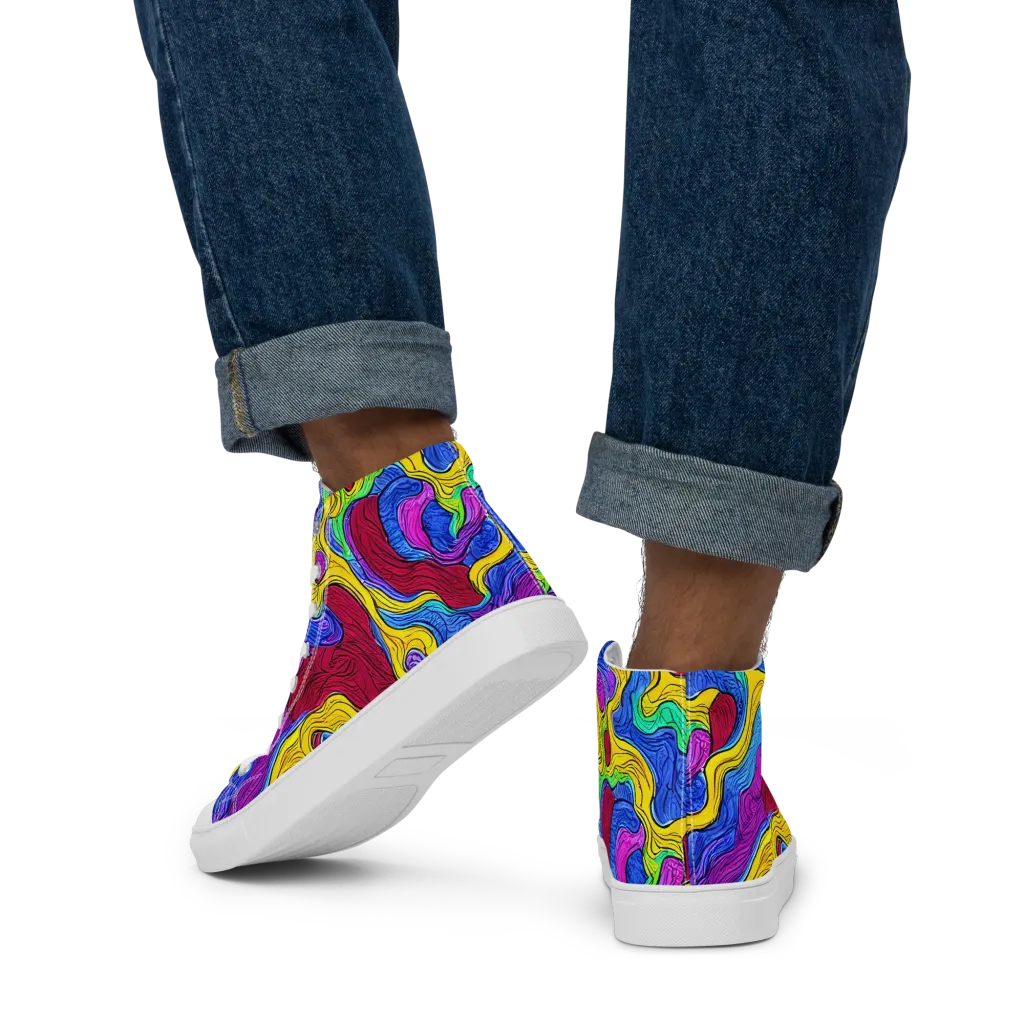 Neon Oceanic on Men's High Top Canvas Shoes — Back