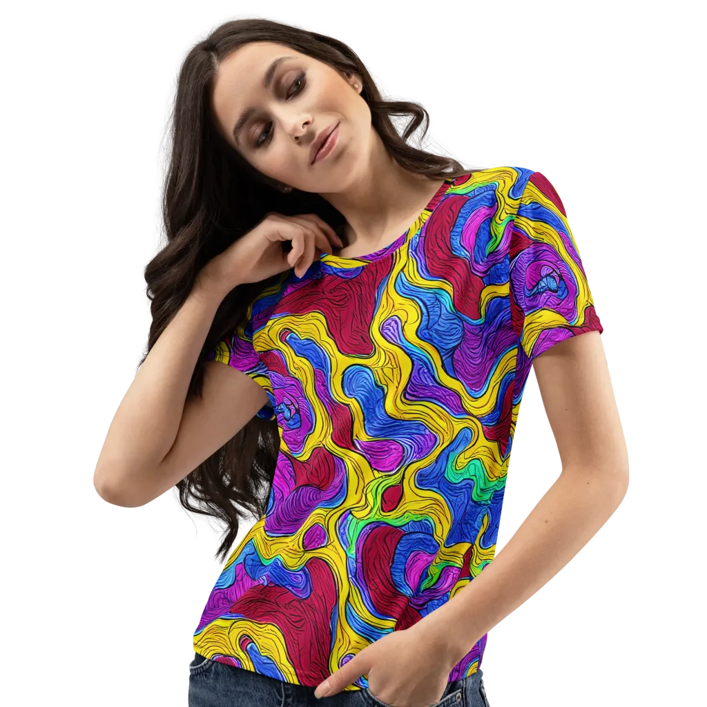 Neon Oceanic on Women's Crew Neck T-Shirt — Left Front