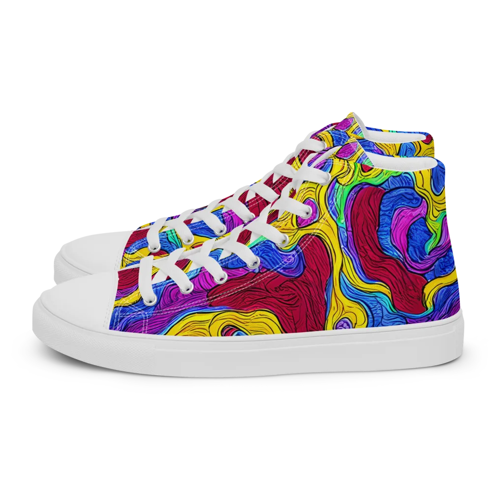 Neon Oceanic on Women's High Top Canvas Shoes — Left
