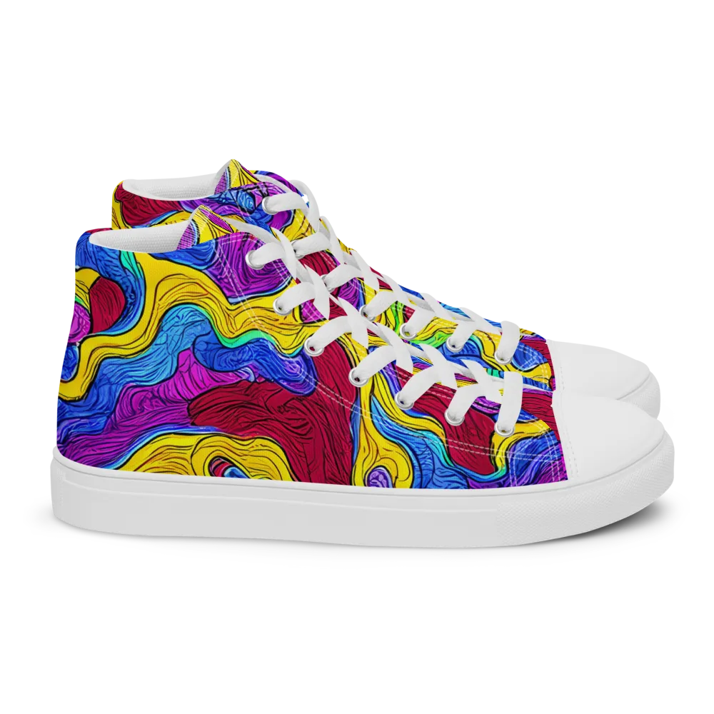 Neon Oceanic on Women's High Top Canvas Shoes — Right