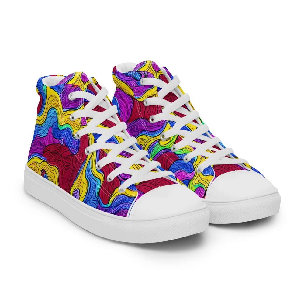 Neon Oceanic on Women's High Top Canvas Shoes — Right Front