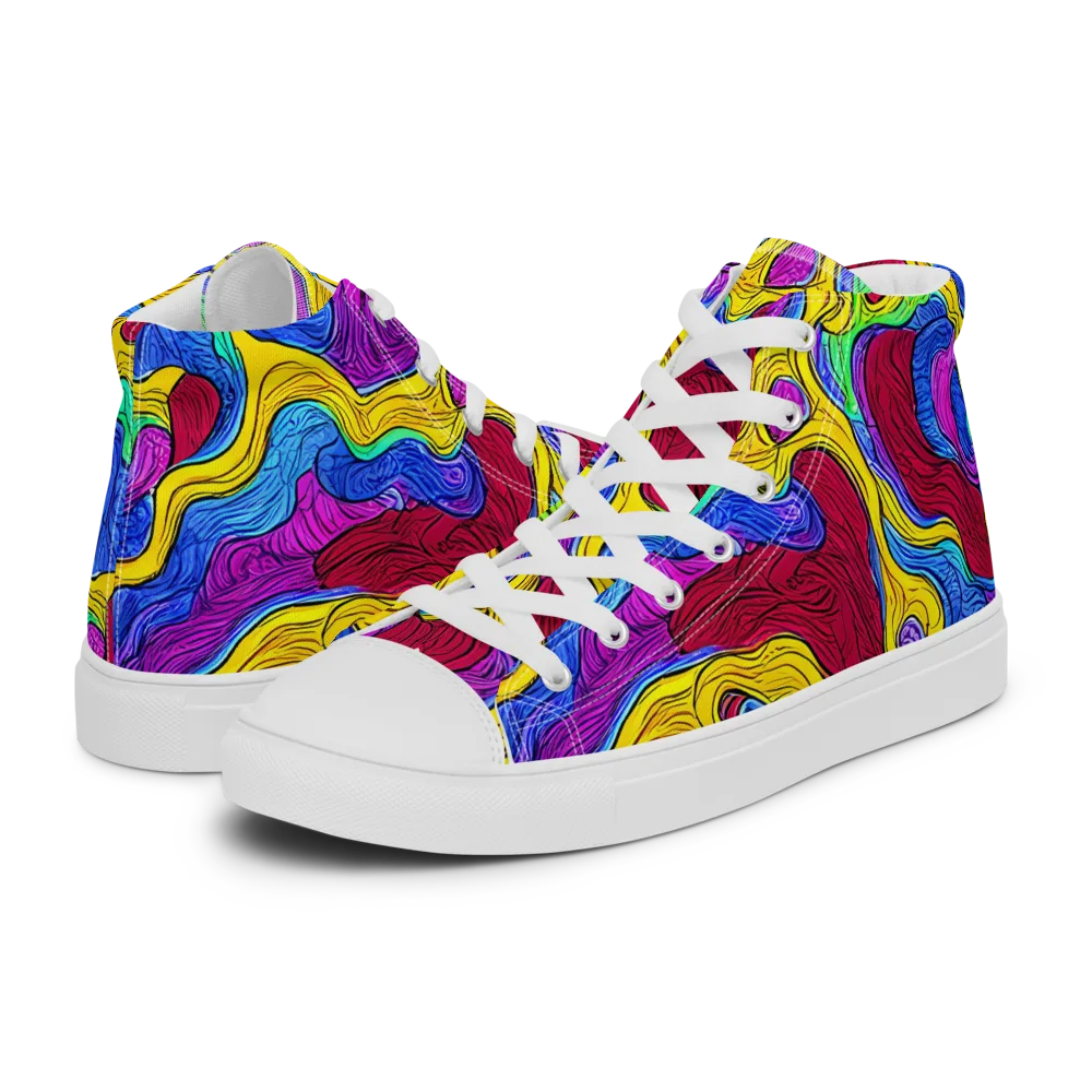 Neon Oceanic on Women's High Top Canvas Shoes — Left