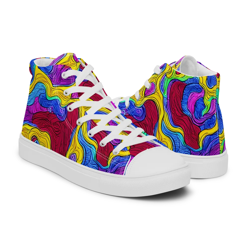 Neon Oceanic on Women's High Top Canvas Shoes — Right