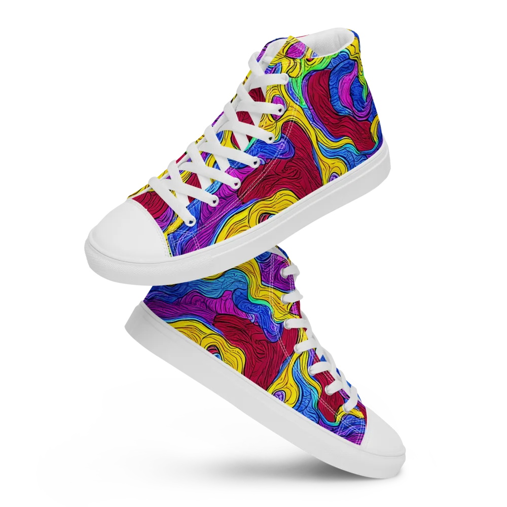 Neon Oceanic on Women's High Top Canvas Shoes — Front