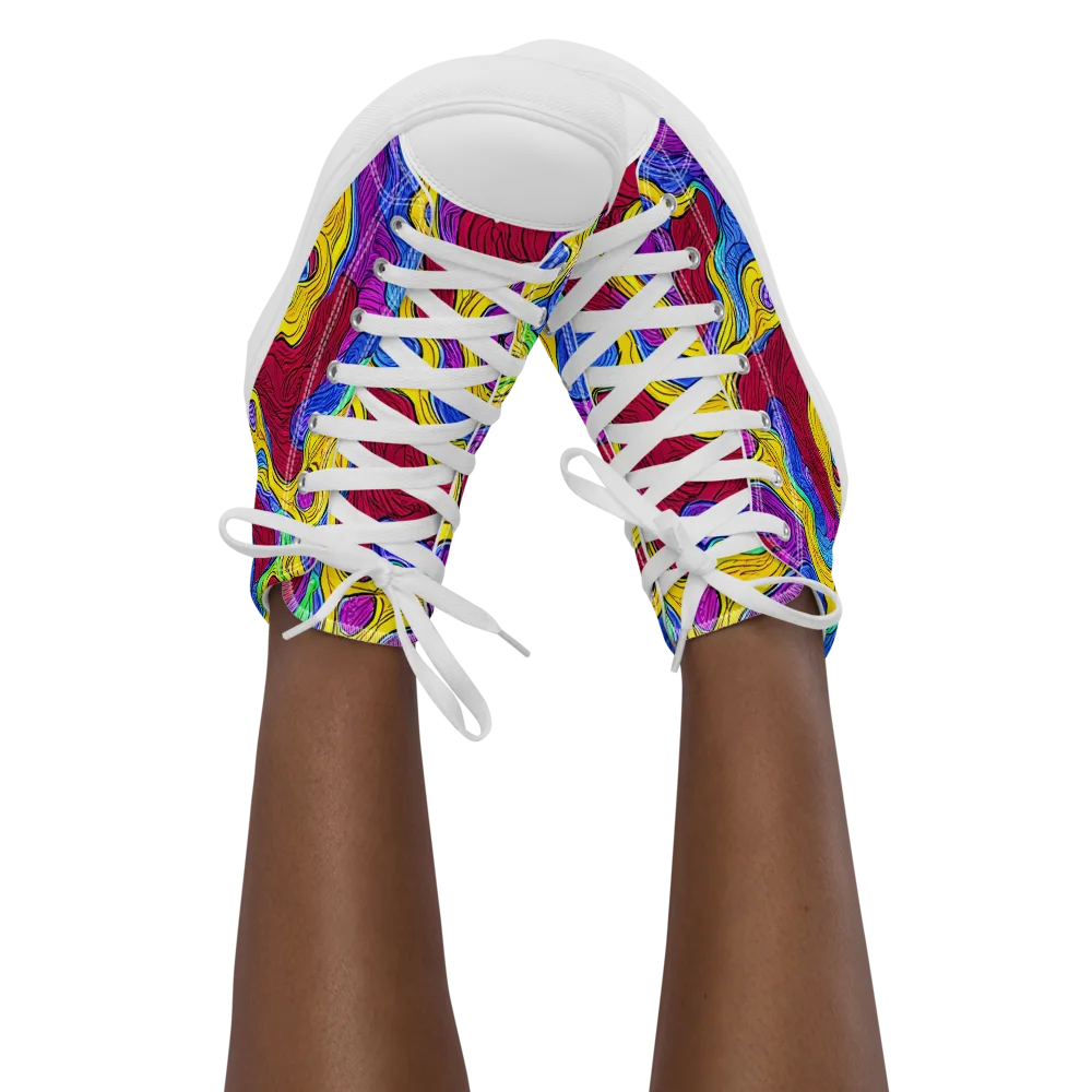 Neon Oceanic on Women's High Top Canvas Shoes — Front