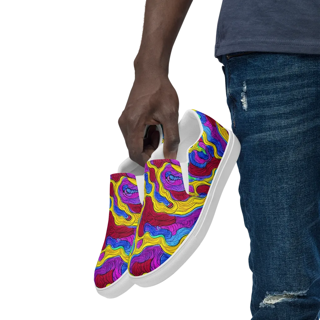 Neon Oceanic on Men's Slip-On Canvas Shoes — Left Front