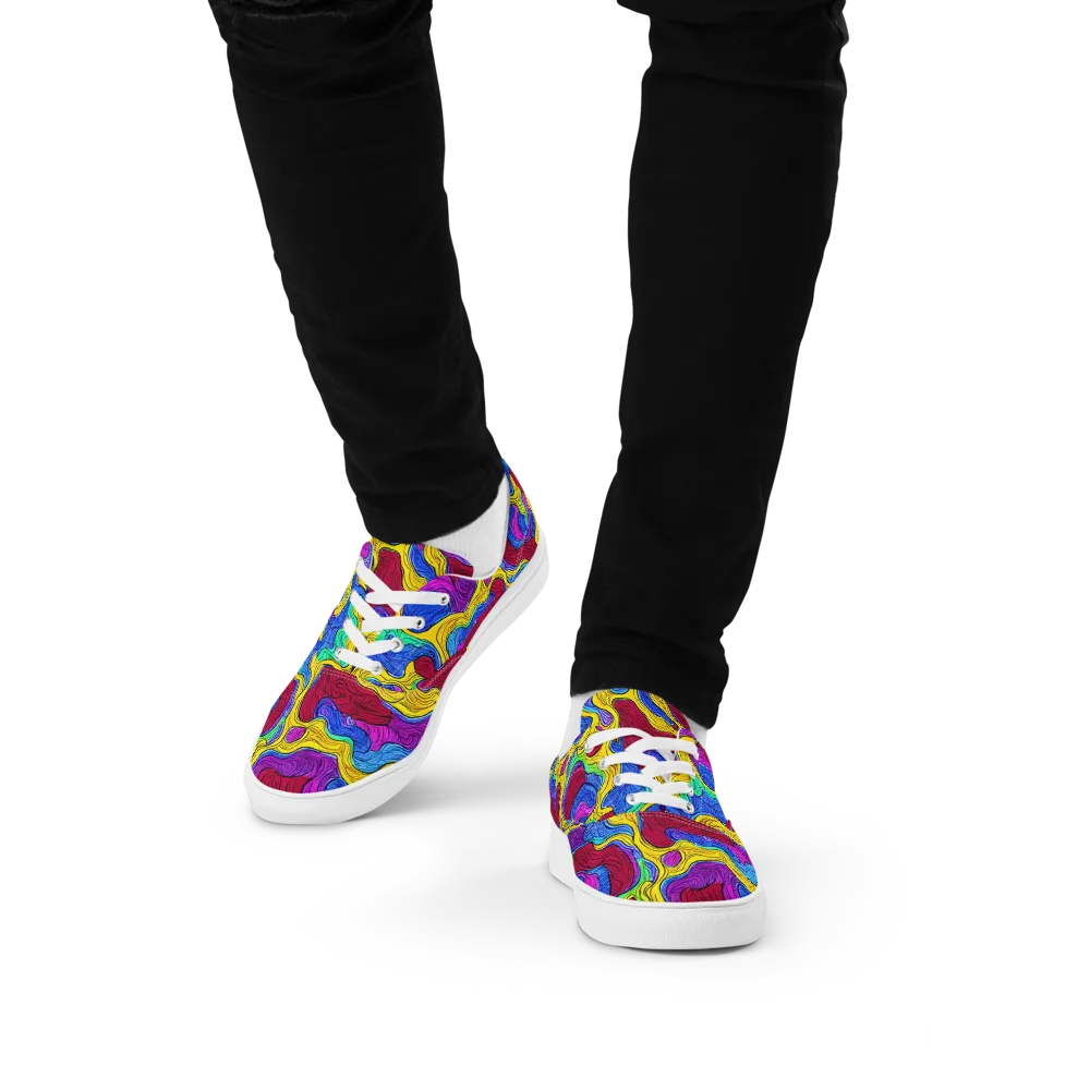 Neon Oceanic on Men's Lace-Up Canvas Shoes — Front