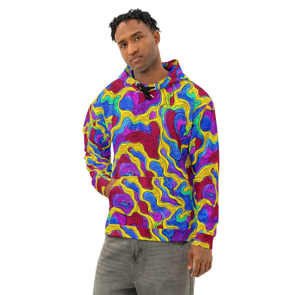 Neon Oceanic on Cotton Hoodie — Left Front