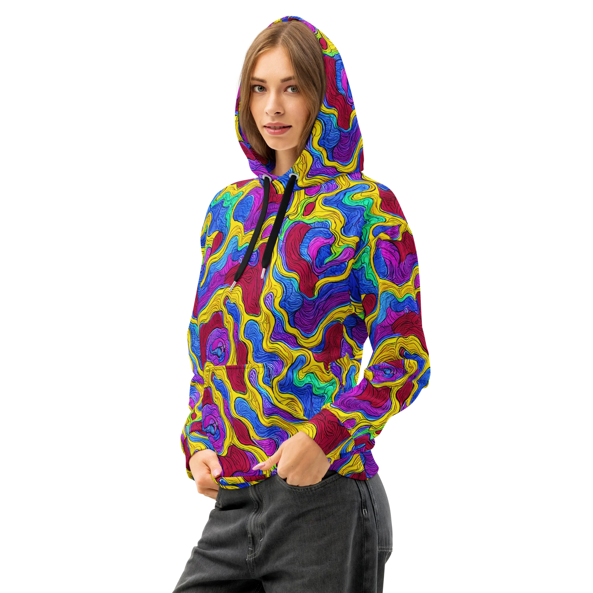 Neon Oceanic on Cotton Hoodie — Left Front