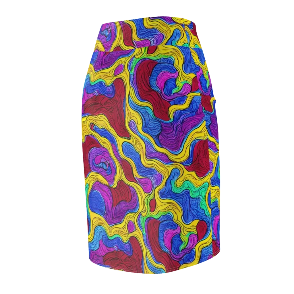 Neon Oceanic on Pencil Skirt — Back Side