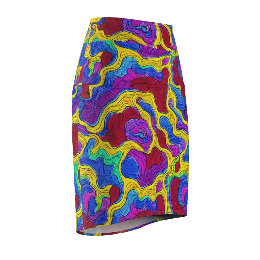 Neon Oceanic on Pencil Skirt — Front Side
