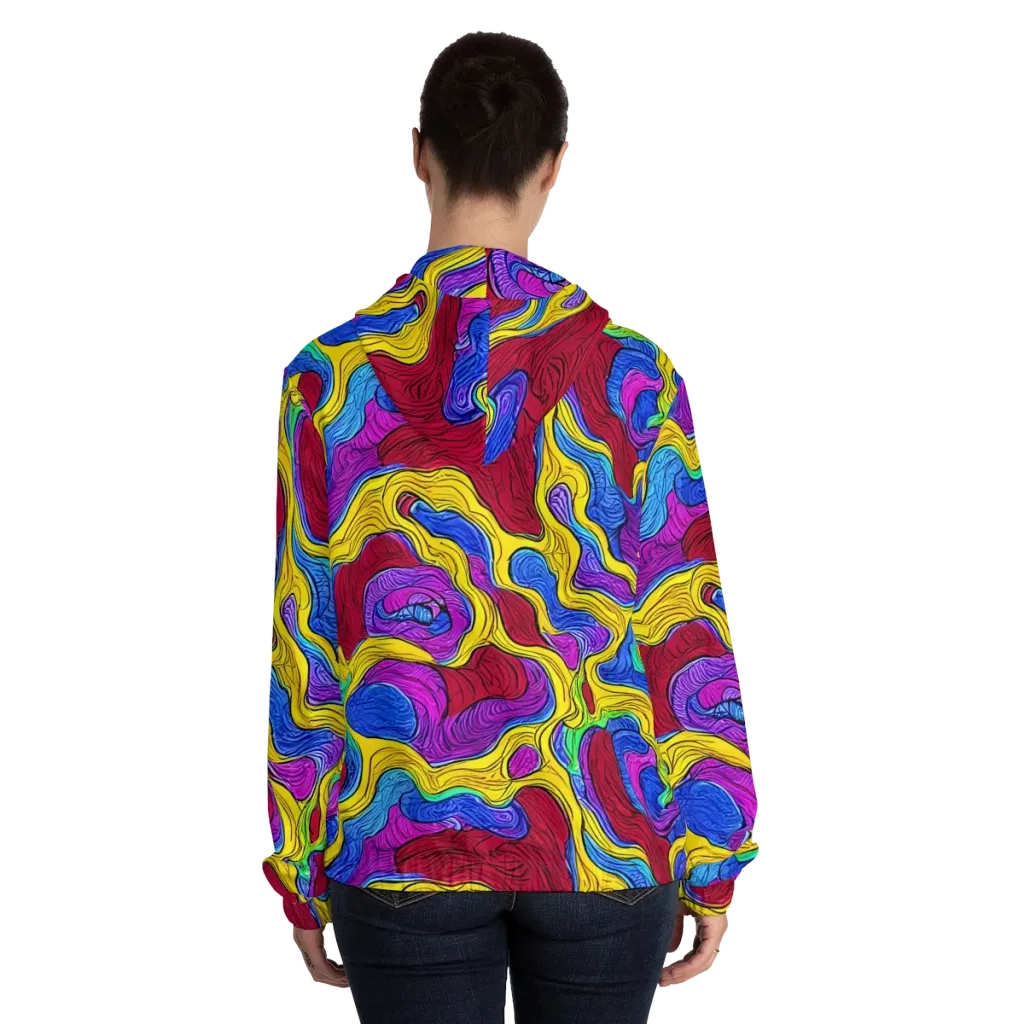 Neon Oceanic on Women's Full-Zip Hoodie — Back On Person