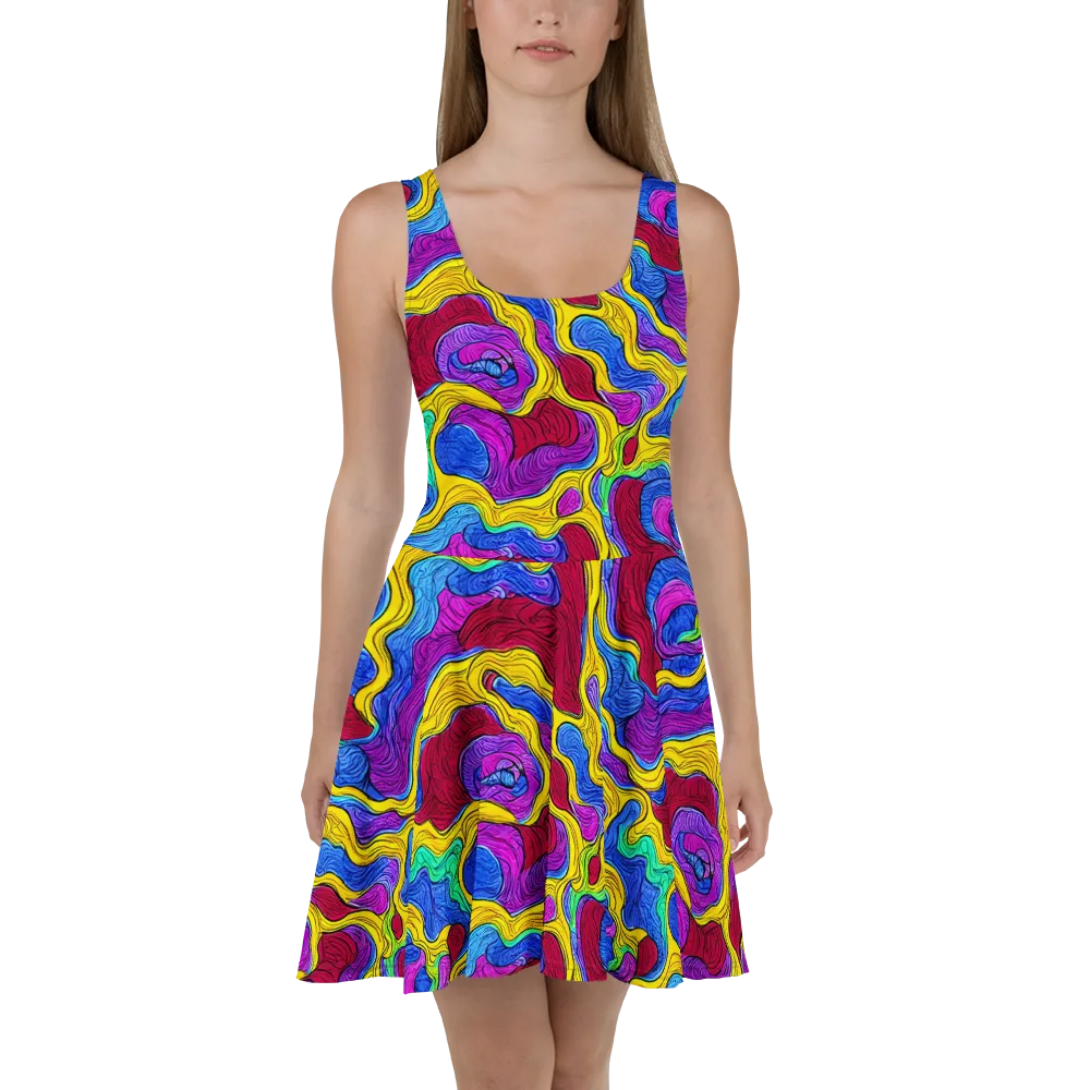 Neon Oceanic on Skater Dress — Front