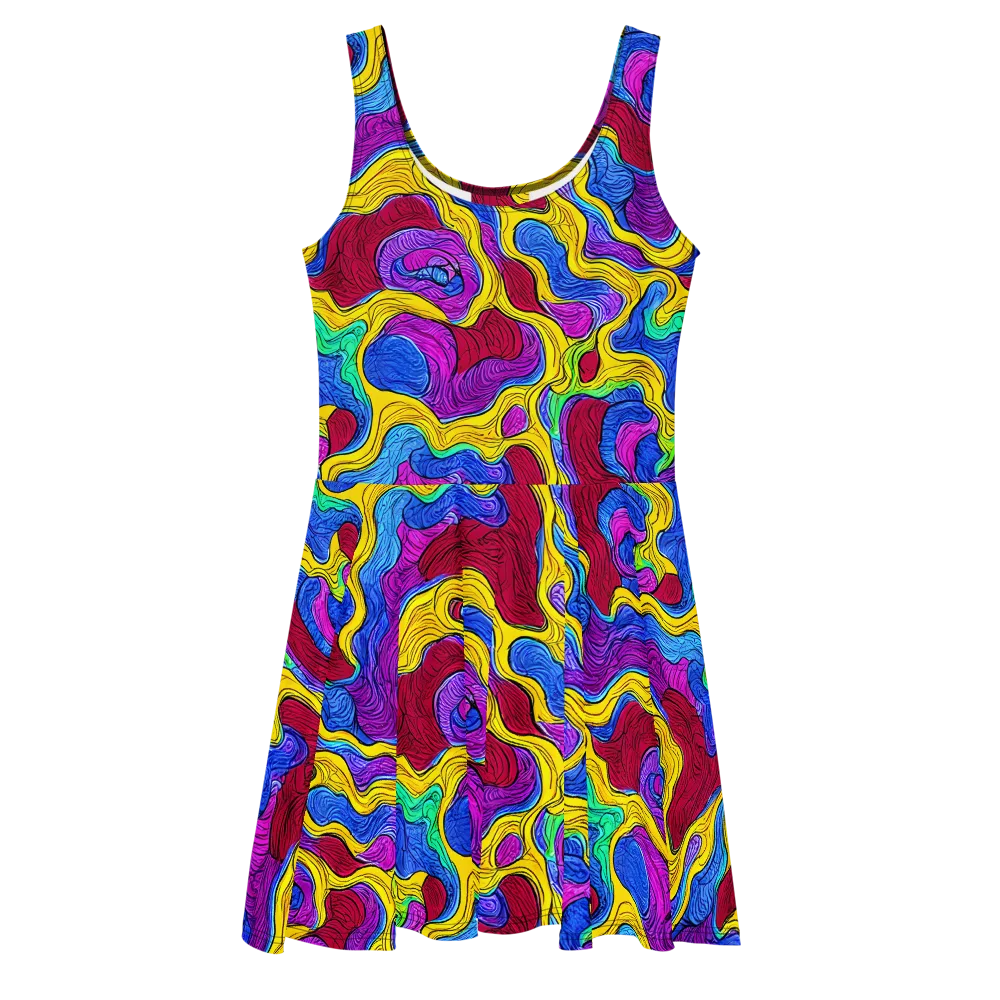 Neon Oceanic on Skater Dress — Front