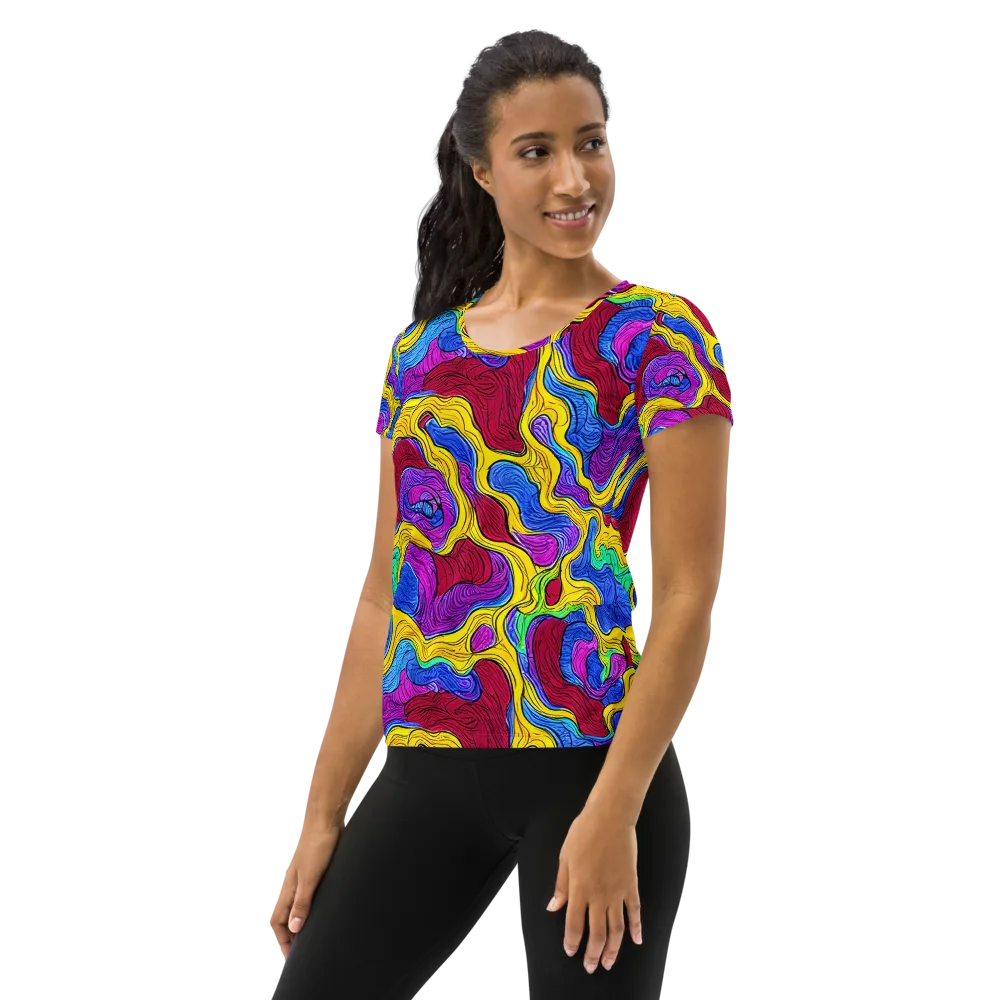 Neon Oceanic on Women's Athletic T-Shirt — Left