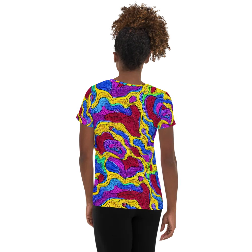 Neon Oceanic on Women's Athletic T-Shirt — Back
