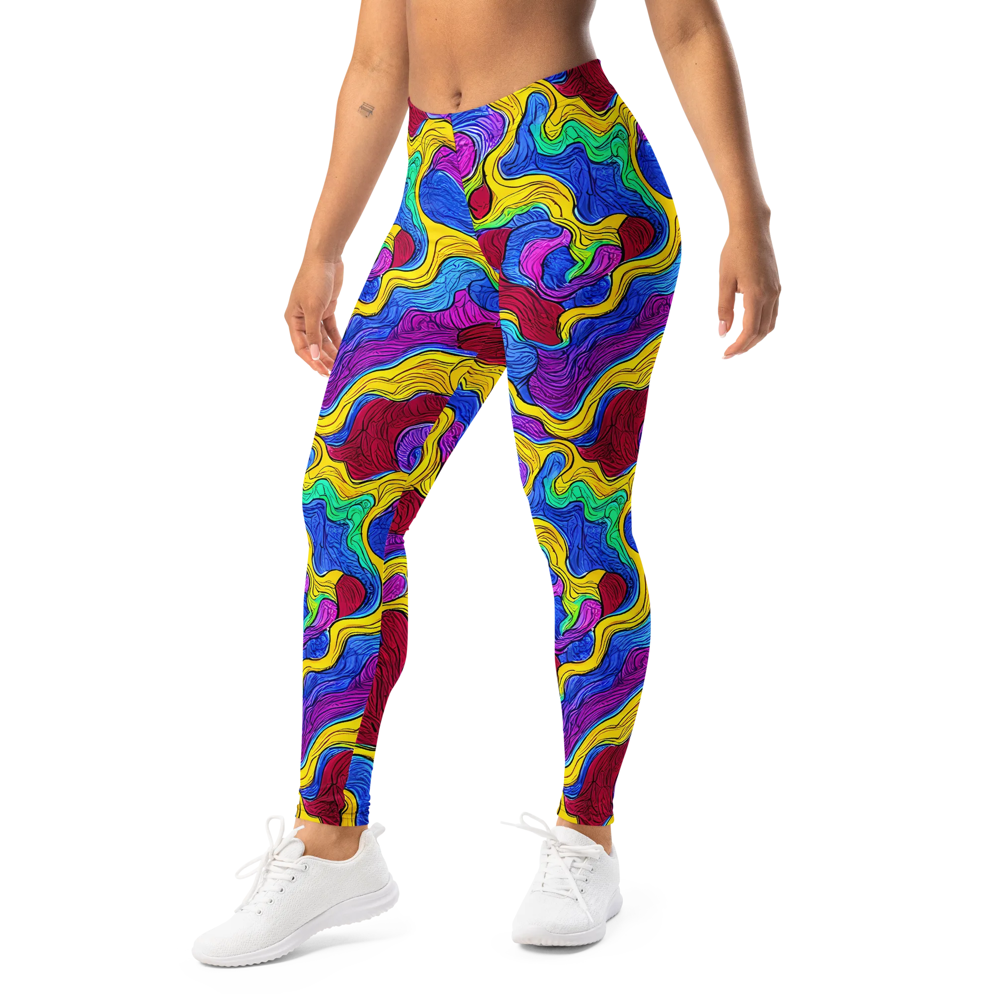 Neon Oceanic on Leggings — Left Front