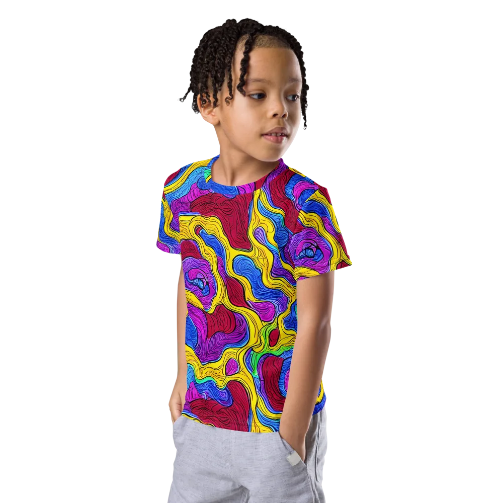 Neon Oceanic on Kids Crew Neck T-Shirt — Left Front