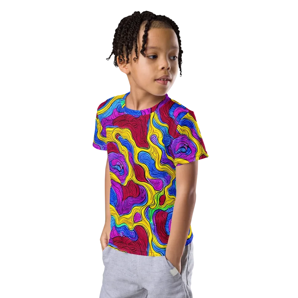 Neon Oceanic on Kids Crew Neck T-Shirt — Left Front