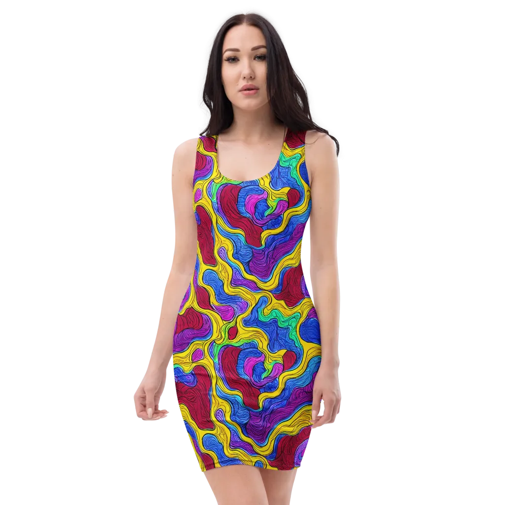 Neon Oceanic on Bodycon Dress — Front