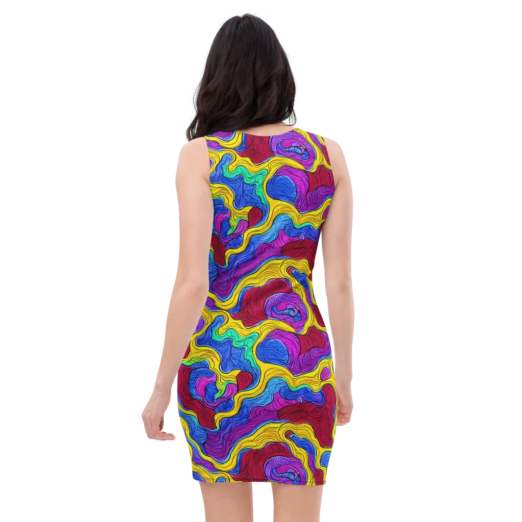 Neon Oceanic on Bodycon Dress — Back