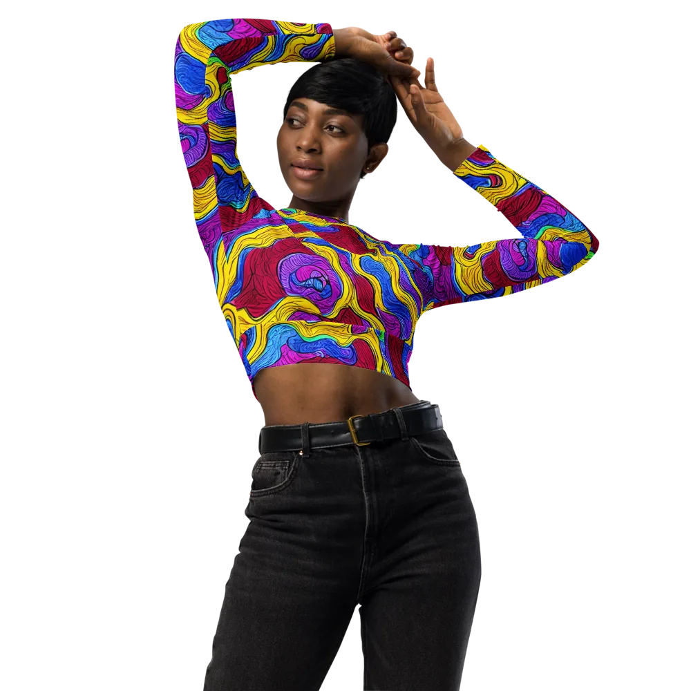 Neon Oceanic on Long Sleeve Crop Top — Front