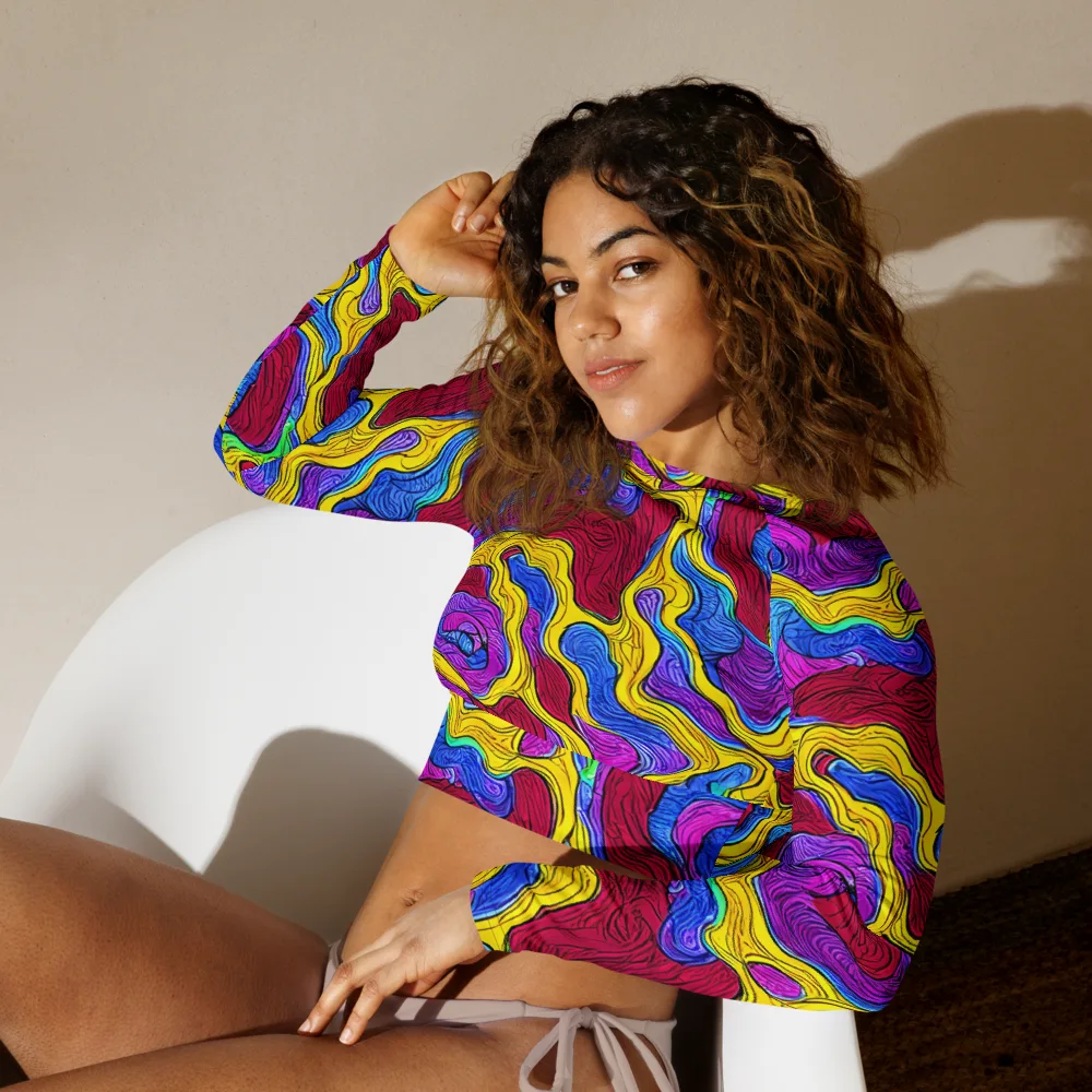 Neon Oceanic on Long Sleeve Crop Top — Left Front