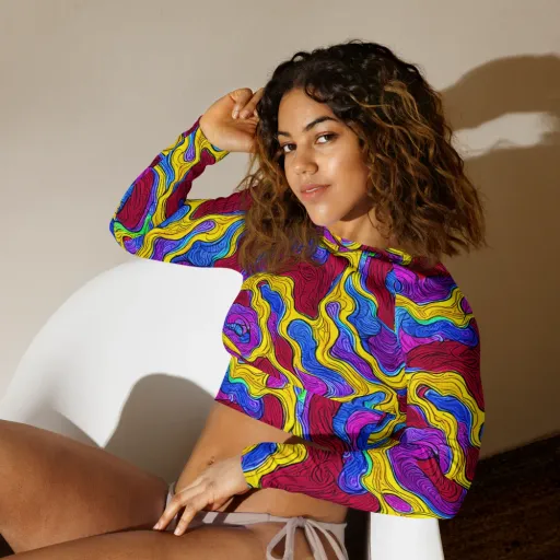 Neon Oceanic on a Long Sleeve Crop Top