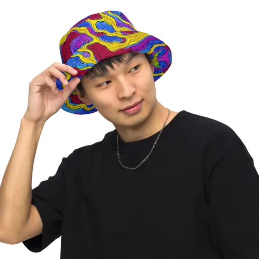 Neon Oceanic on a Reversible Bucket Hat