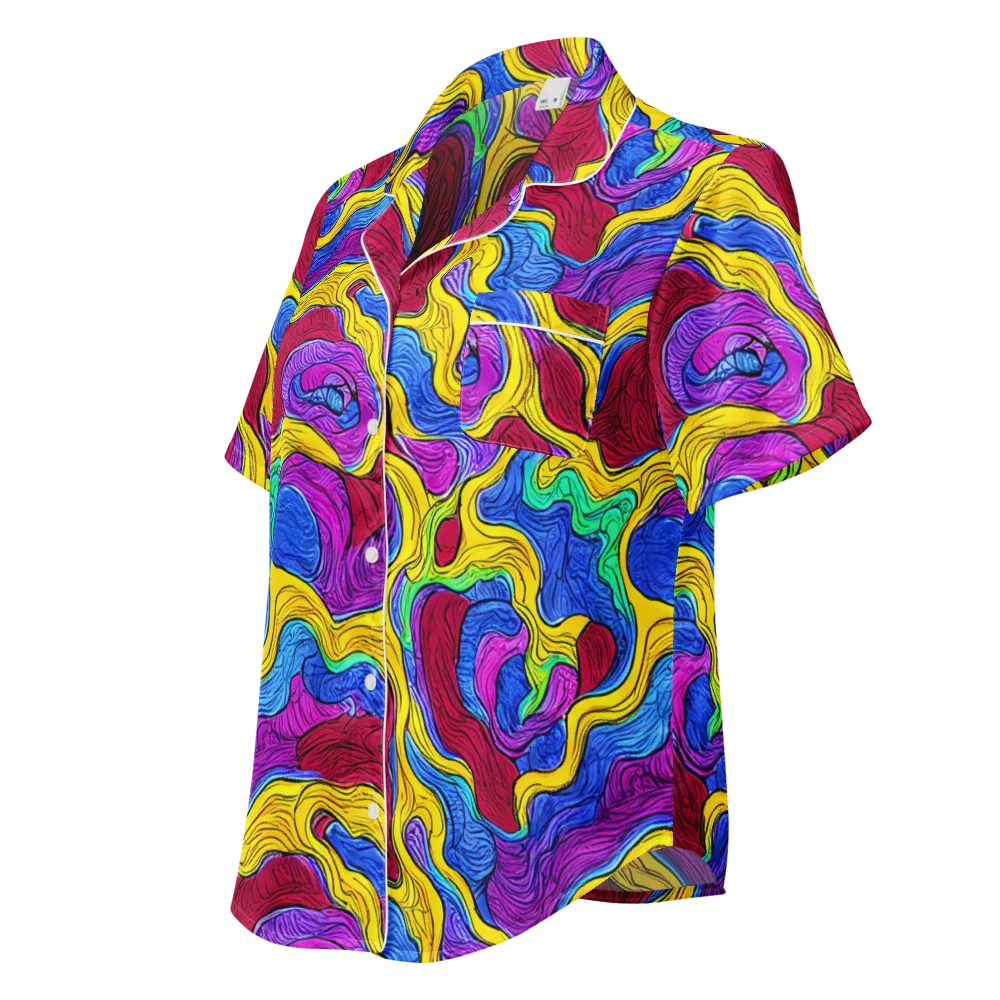 Neon Oceanic on Women's Short Sleeve Pajama Top — Left Front