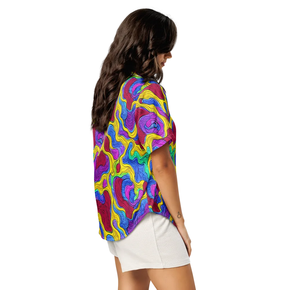 Neon Oceanic on Women's Short Sleeve Pajama Top — Right Back