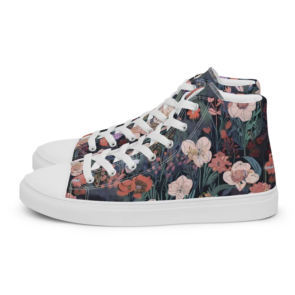 Midnight Conservatory on Women's High Top Canvas Shoes — Left