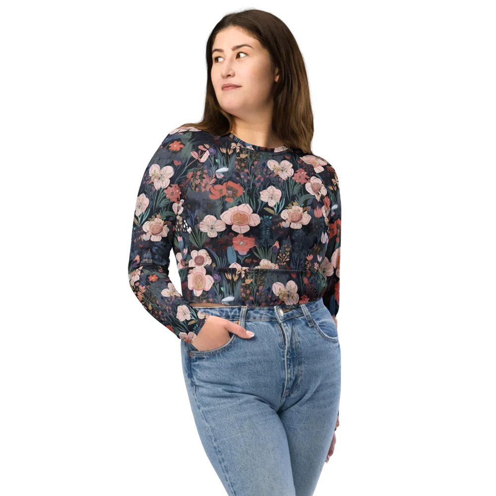 Midnight Conservatory on Long Sleeve Crop Top — Front
