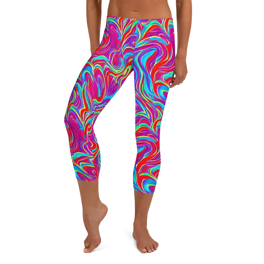 Rainbow Turbulence on Capri Leggings — Front
