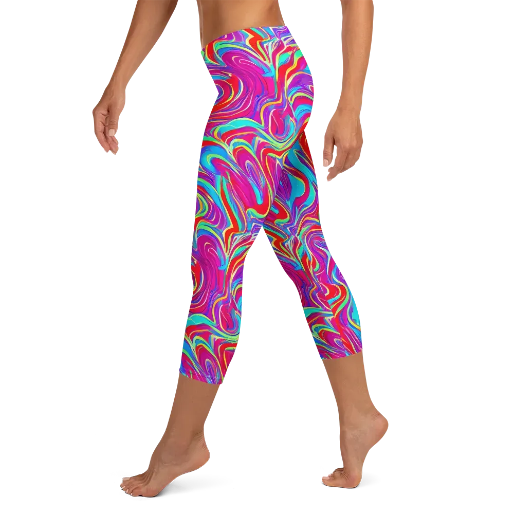 Rainbow Turbulence on Capri Leggings — Left