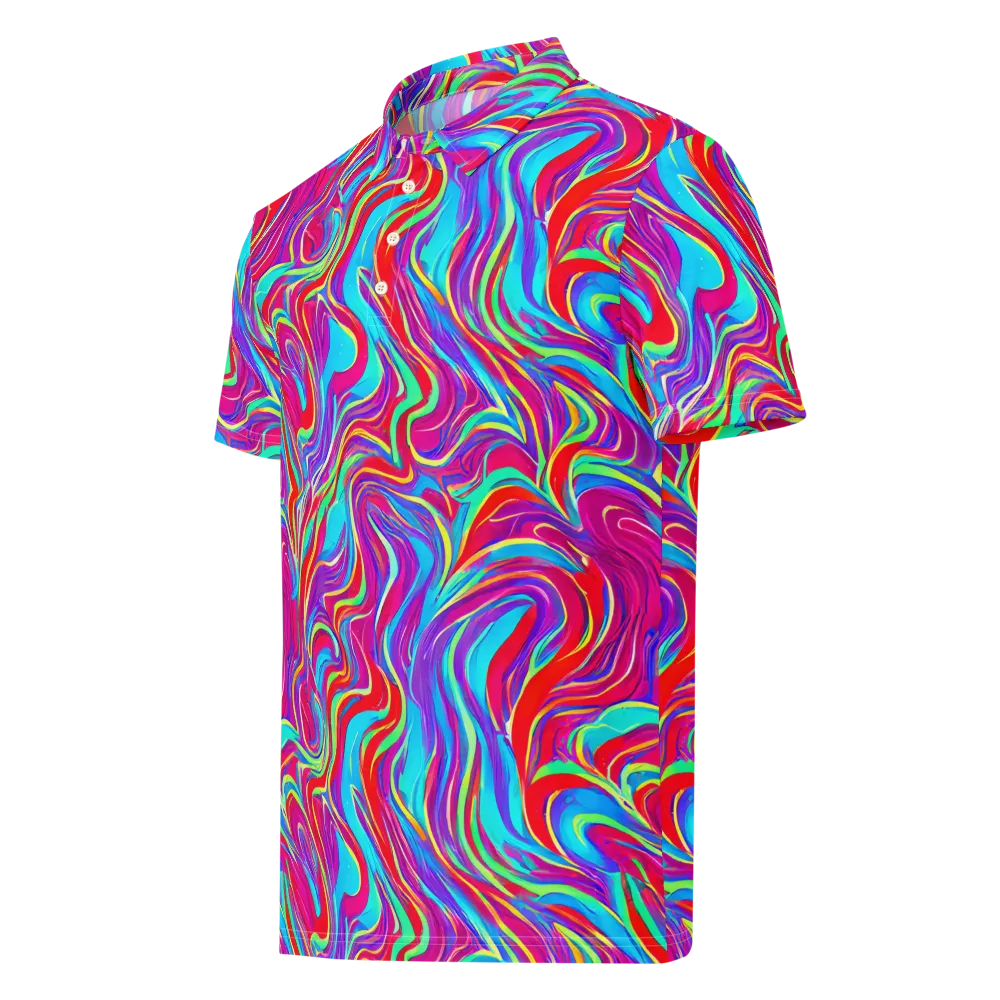 Rainbow Turbulence on Men's Slim Fit Polo Shirt — Left Front