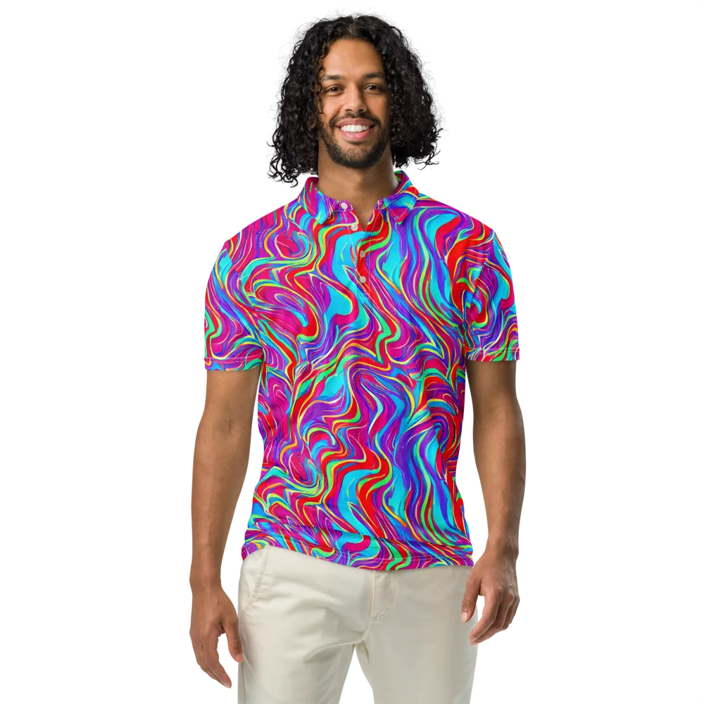 Rainbow Turbulence on Men's Slim Fit Polo Shirt — Front
