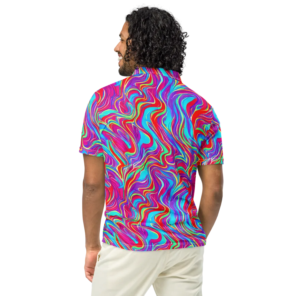 Rainbow Turbulence on Men's Slim Fit Polo Shirt — Back