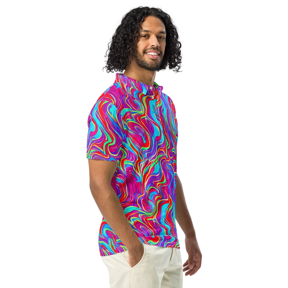 Rainbow Turbulence on Men's Slim Fit Polo Shirt — Right Front
