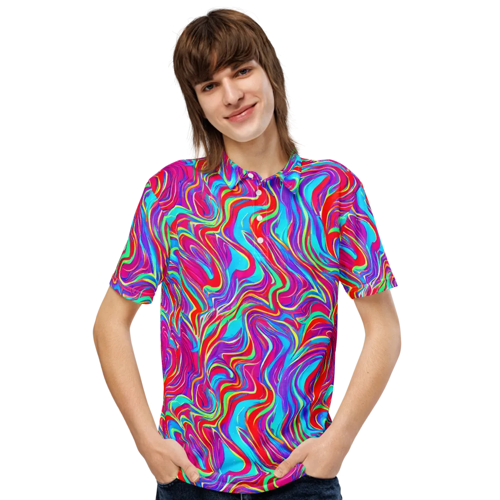 Rainbow Turbulence on Men's Slim Fit Polo Shirt — Front