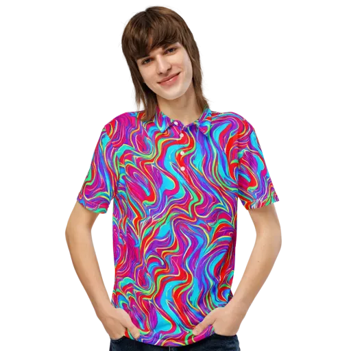 Rainbow Turbulence on a Men's Slim Fit Polo Shirt