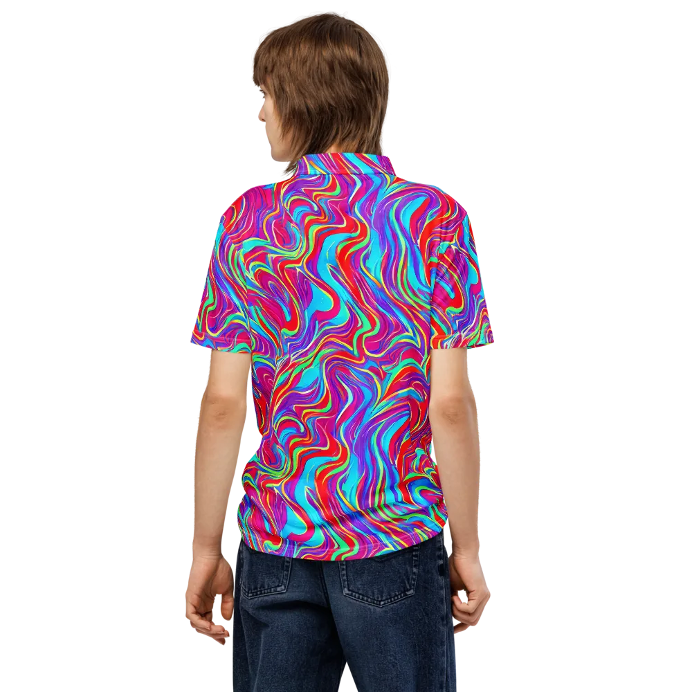 Rainbow Turbulence on Men's Slim Fit Polo Shirt — Back
